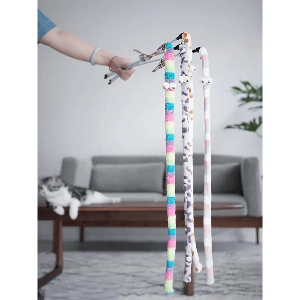 Colorful Rod Wand Feather Teaser Exerciser For Cats Soft Funny Interactive Toy For Pets Cute Cat Accessories